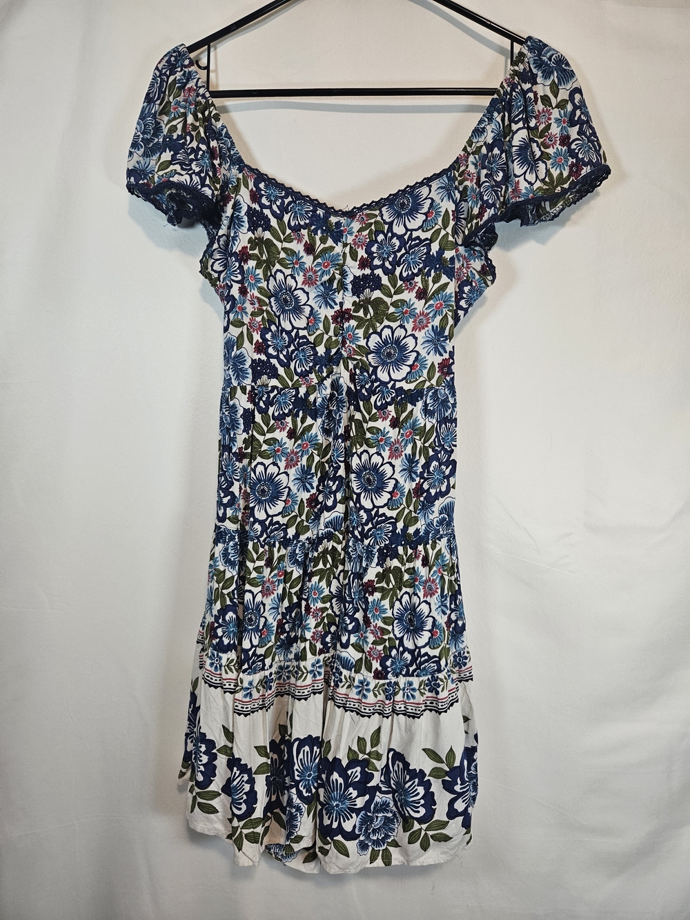 Angie Blue & White Floral Midi Dress